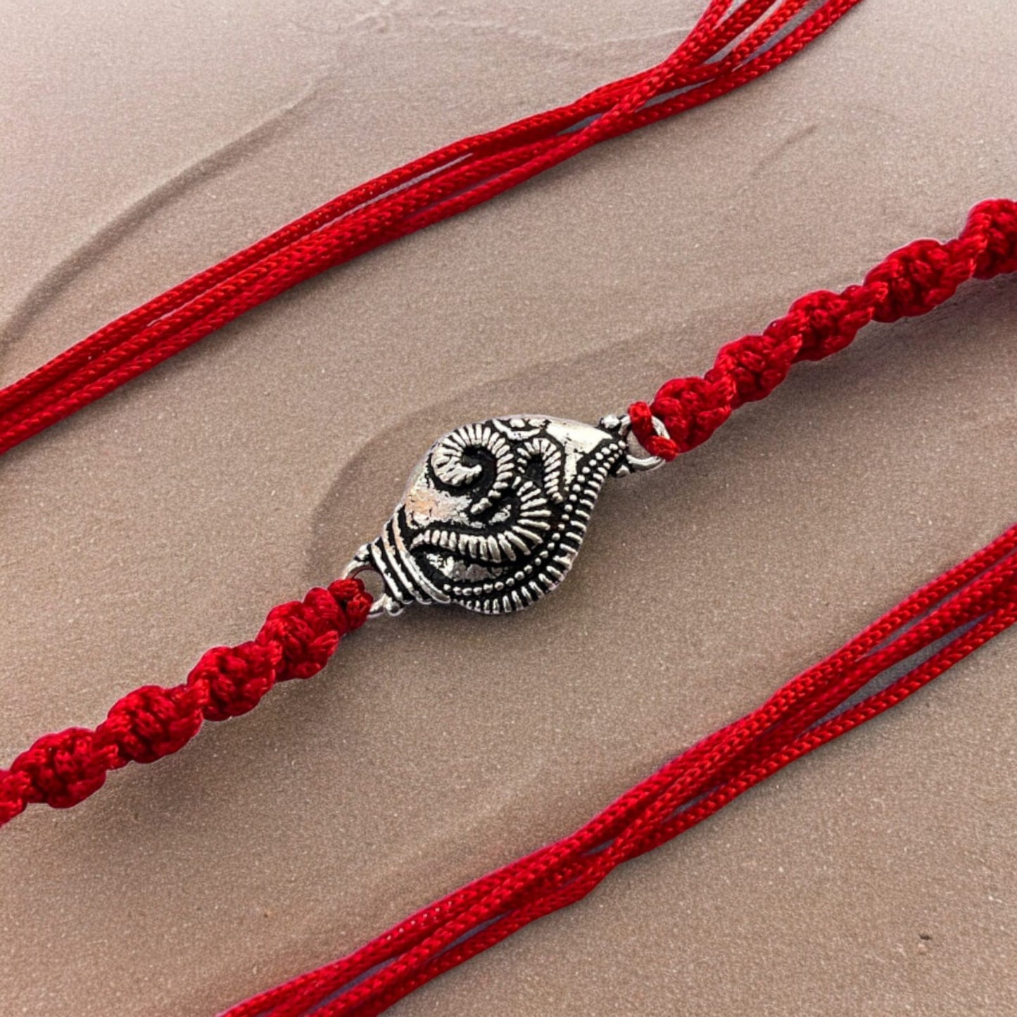 925 Sterling Silver Oxidised Om Shank Rakhi For Brother