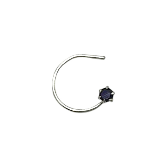 CZ Rhodium Plated Nose Pin With Wire