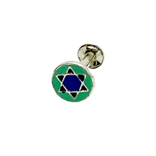 Blue and Green Star In Circle design Nose Pin