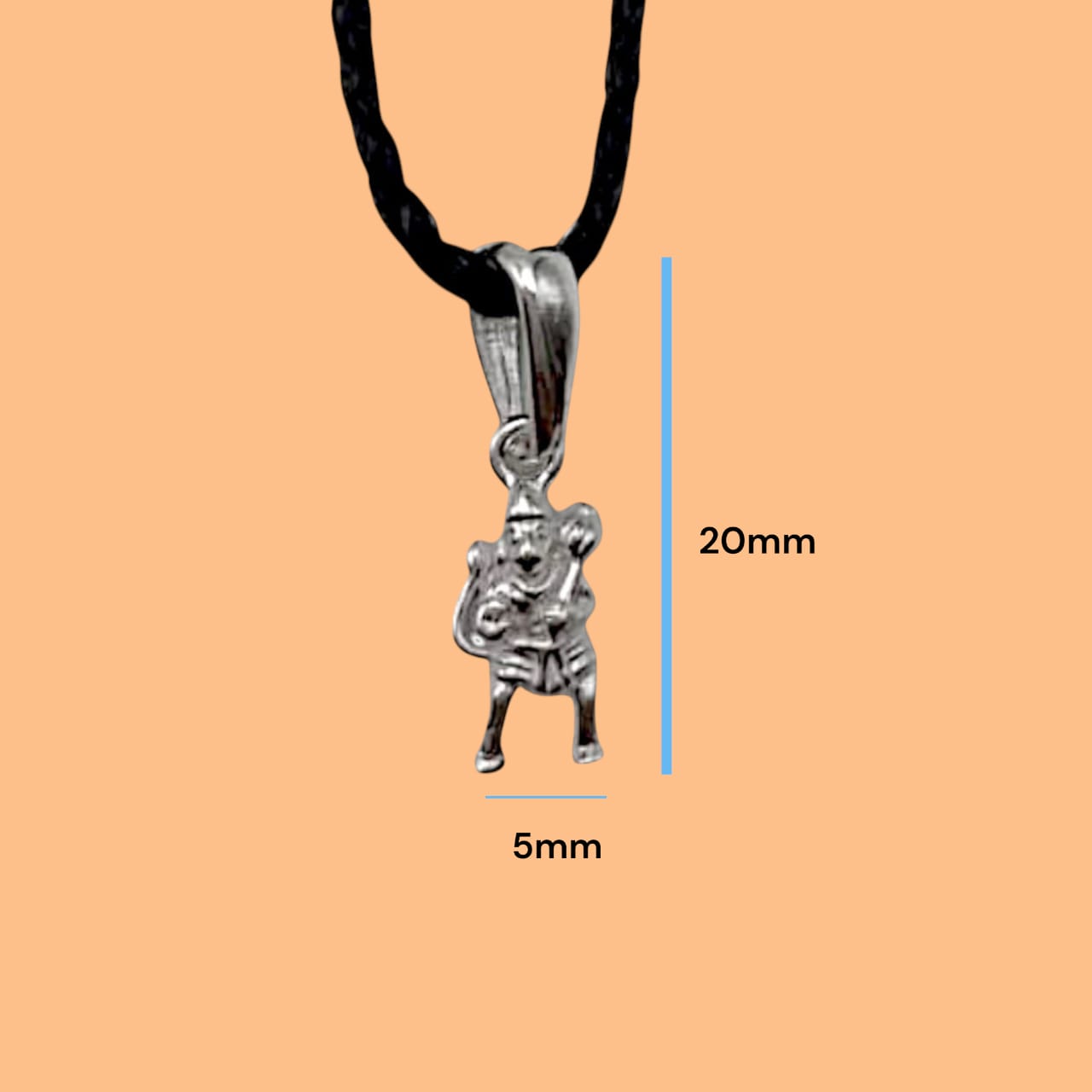 Silver Hanuman Ji Pendant With Black Thread