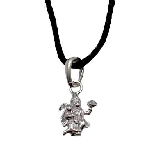 Silver Hanuman Ji Pendant With Black Thread