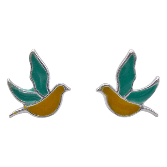 Bird With Green Wings Earring For Kids Girls