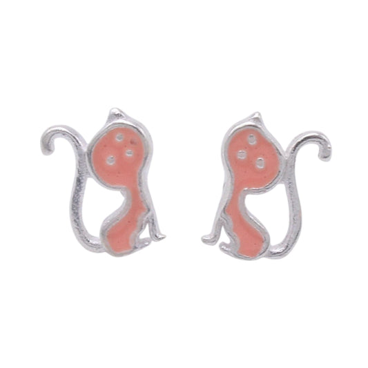 Neon Orange Cat Shape Earring For Kids Girls