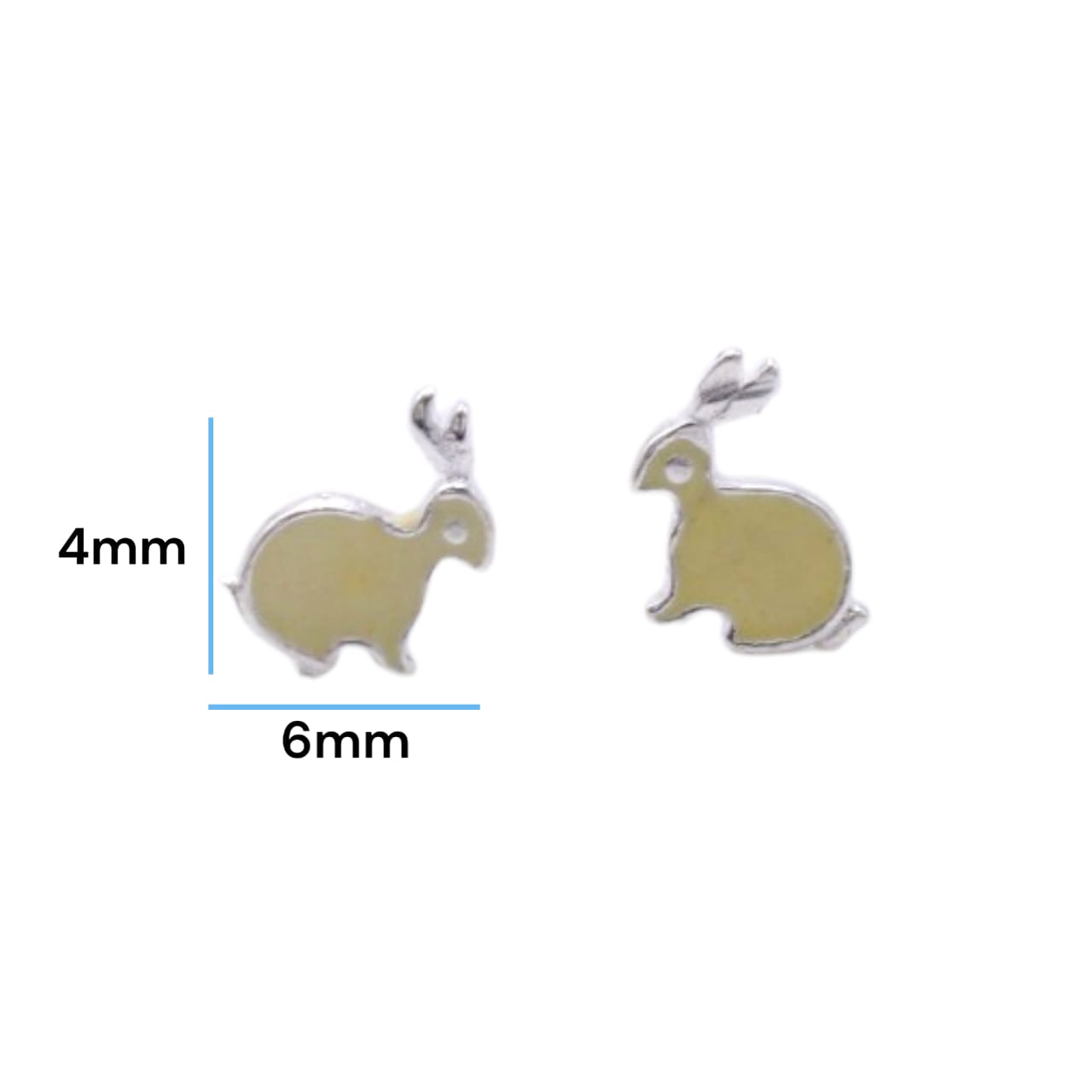 Off White Enamel Rabbit Earrings For Kids Girls