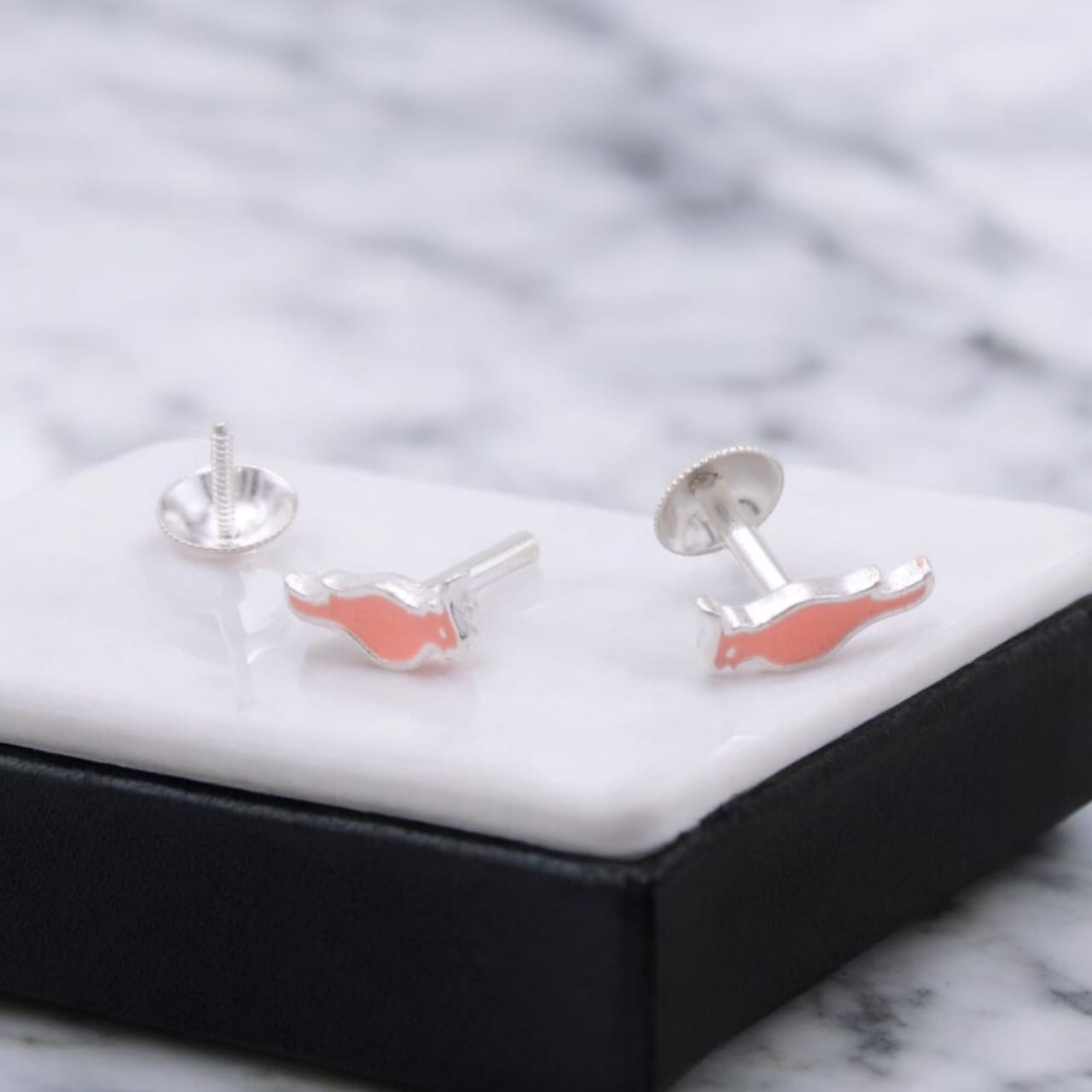 Neon Orange Parrot Earrings For Kids Girls