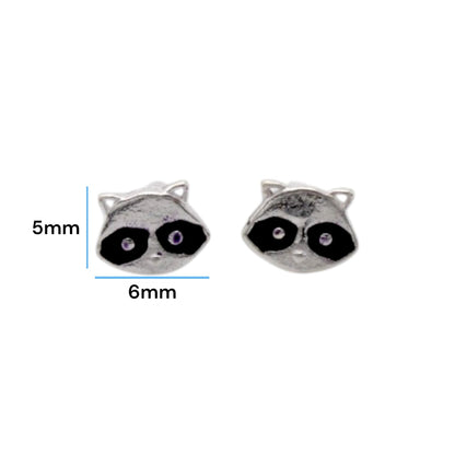 Black Eyes Raccoon Face Earring For Kids Girls