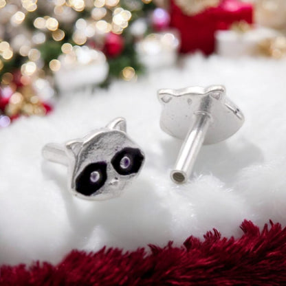 Black Eyes Raccoon Face Earring For Kids Girls