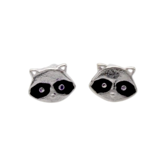 Black Eyes Raccoon Face Earring For Kids Girls