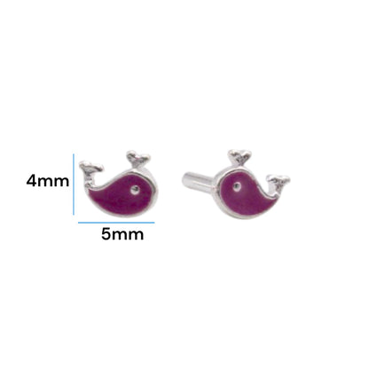 Purple Whale Shape Earrings For Kids Girls