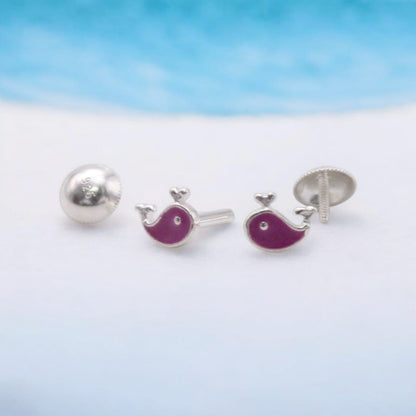 Purple Whale Shape Earrings For Kids Girls