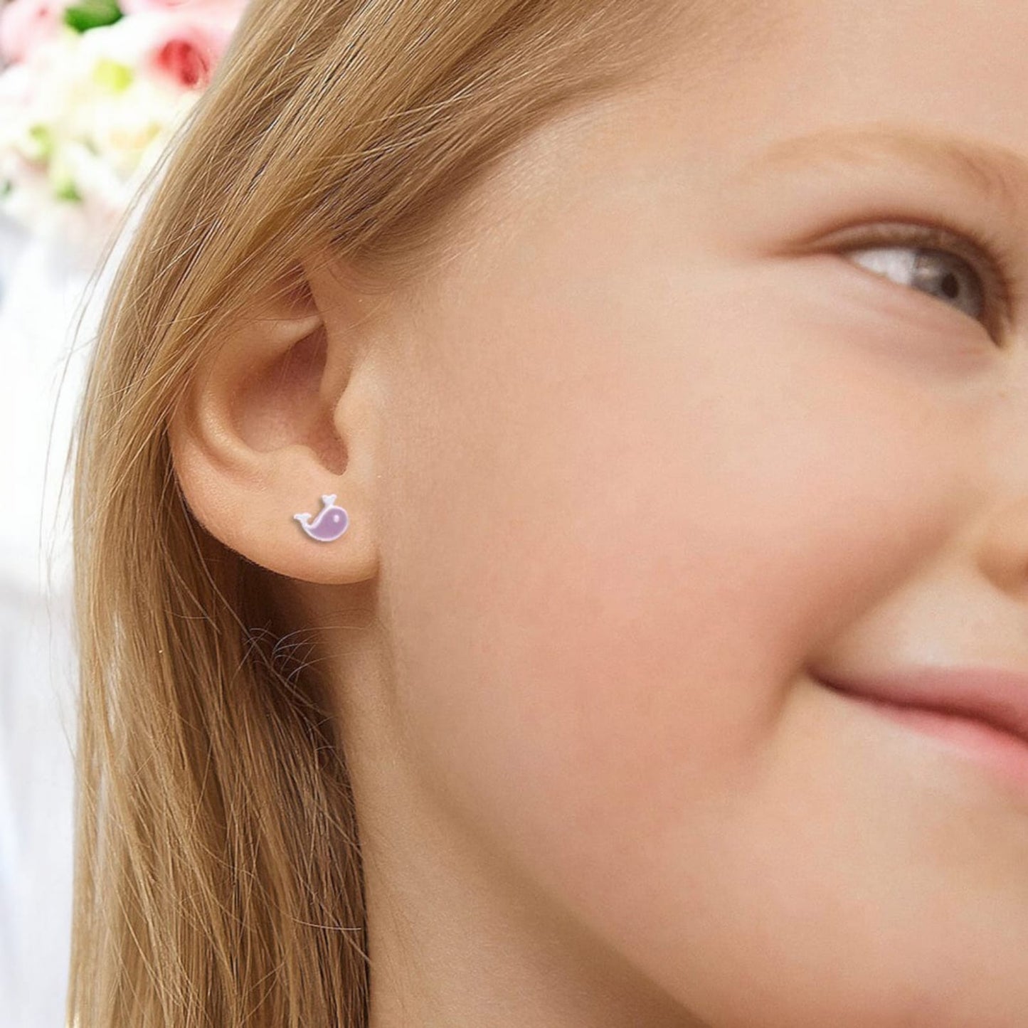 Purple Whale Shape Earrings For Kids Girls