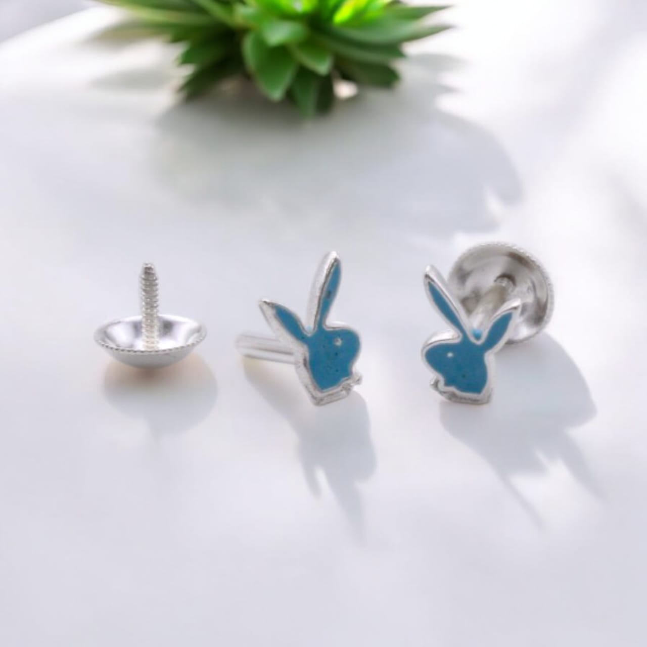 Blue Rabbit Shape Earring For Kids Girls