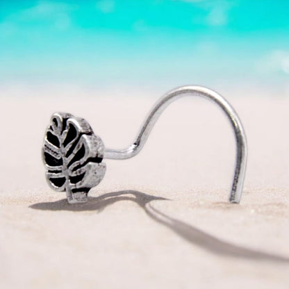 Leaf Shape Oxidised Nose Pin Wire