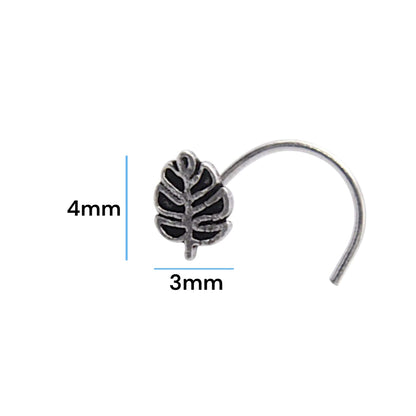 Leaf Shape Oxidised Nose Pin Wire