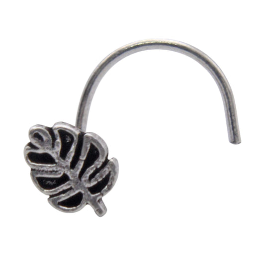 Leaf Shape Oxidised Nose Pin Wire