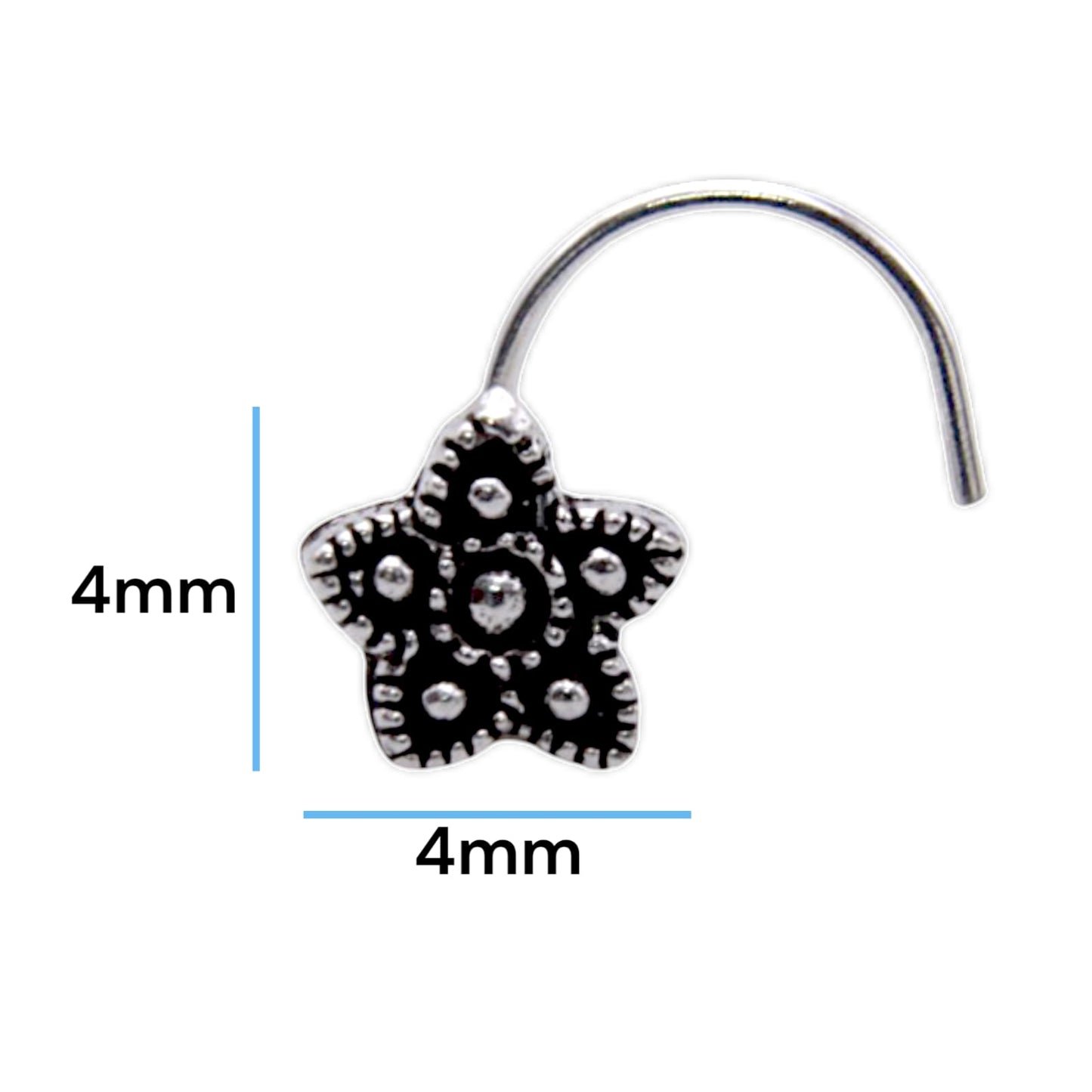 Flower Shape Oxidised Nose Pin Wire