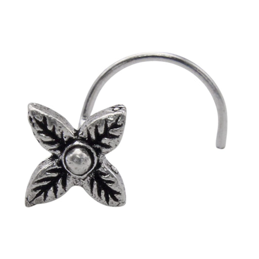 4 Leaf Oxidised Nose Pin Wire