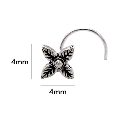 4 Leaf Oxidised Nose Pin Wire