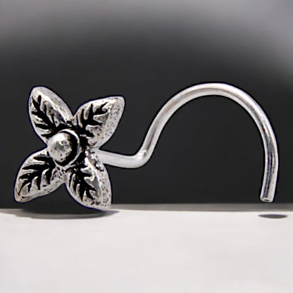 4 Leaf Oxidised Nose Pin Wire