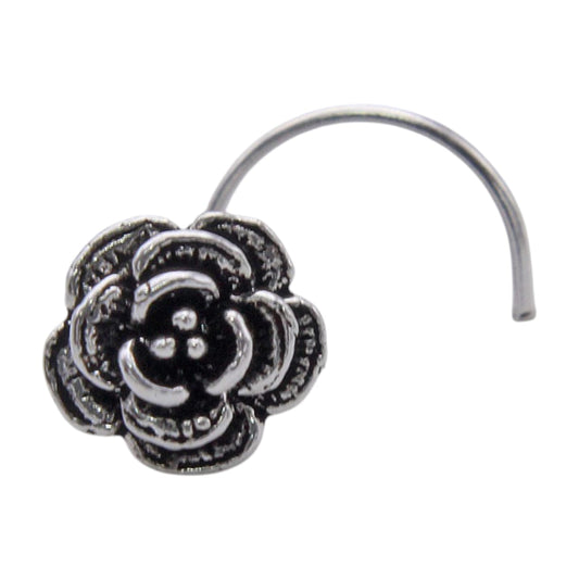 Rose Shape Oxidised Nose Pin Wire