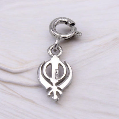 Silver Blue Khanda Charm