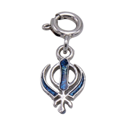 Silver Blue Khanda Charm