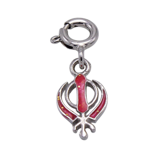 Silver Red Khanda Charm