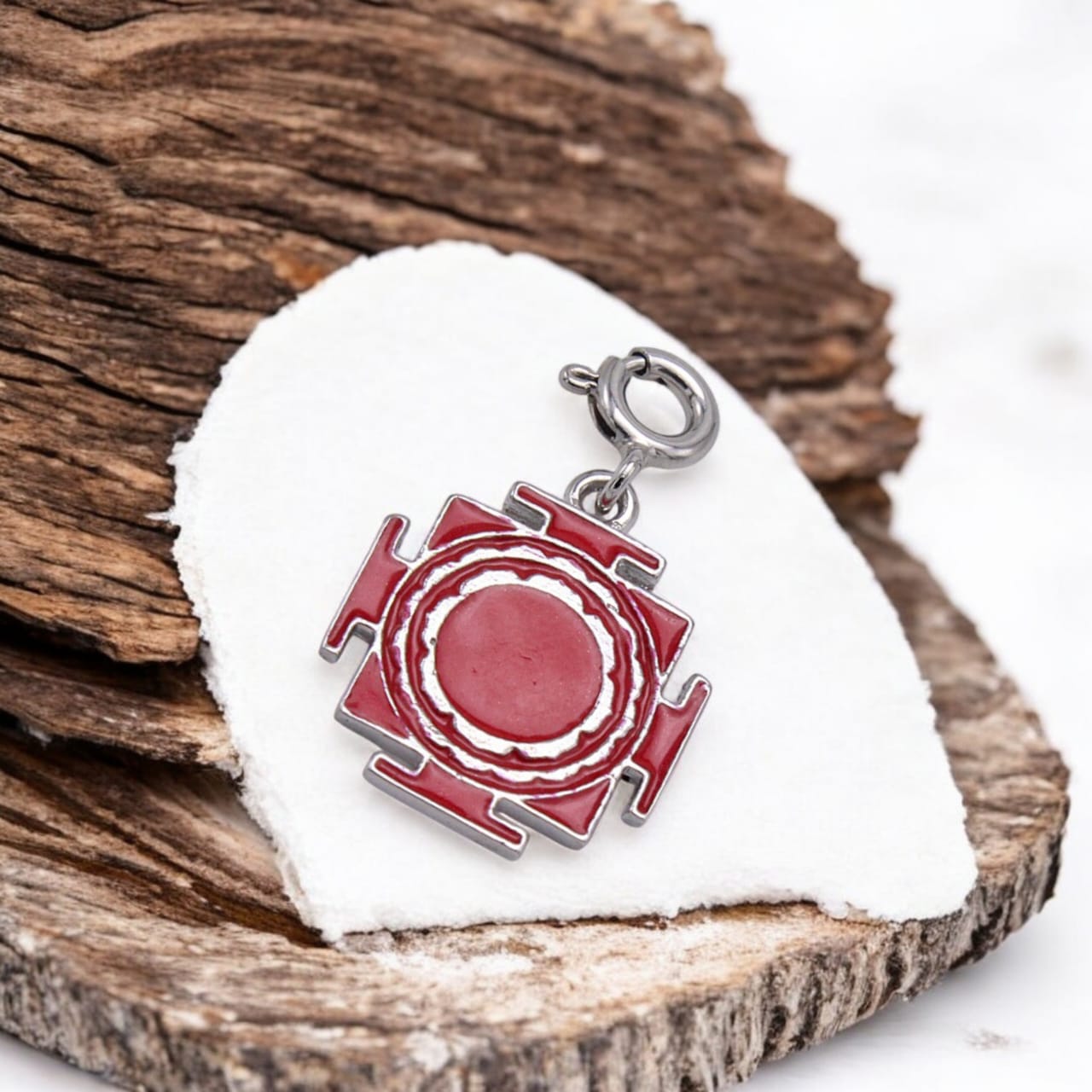 Silver Red Laxmi Ji Yantra Charm