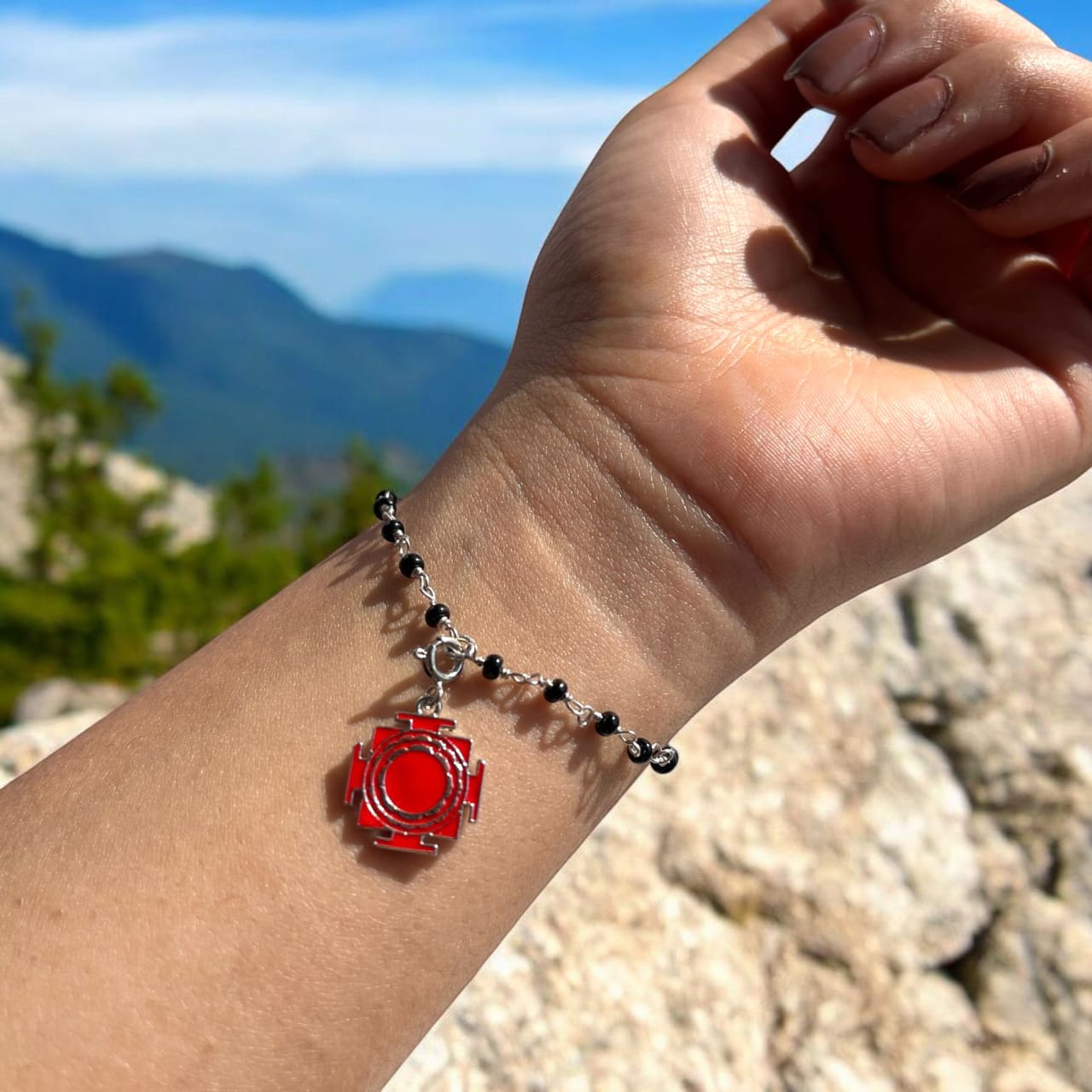 Silver Red Laxmi Ji Yantra Charm