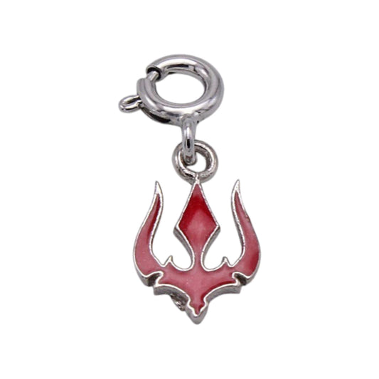 Silver Red Trishul Charm