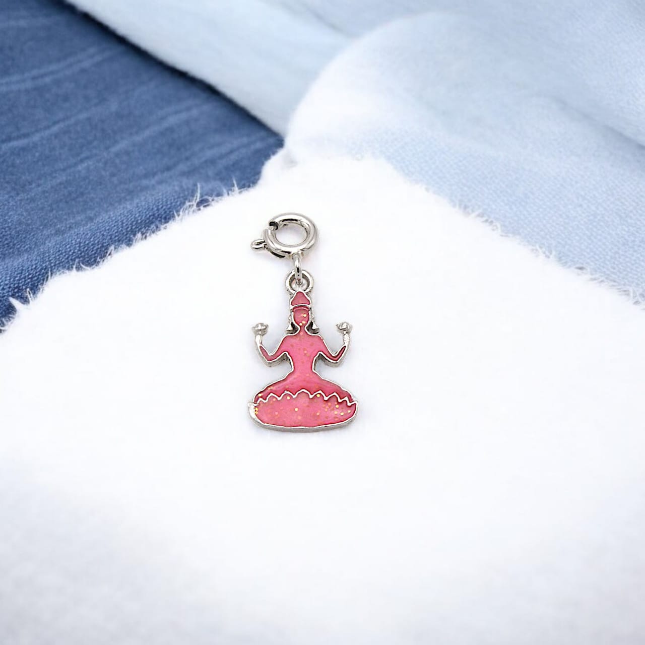 Silver Pink Laxmi Ji Charm