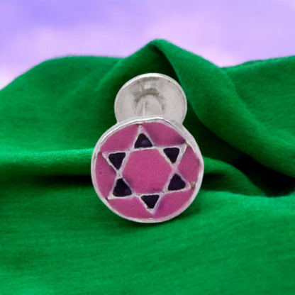 Pink and Blue Silver Nose Pin