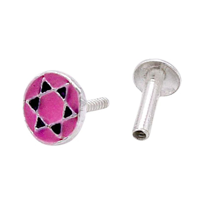 Pink and Blue Silver Nose Pin