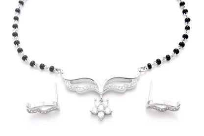 925 Sterling Silver Flower Drop Mangalsutra For Women