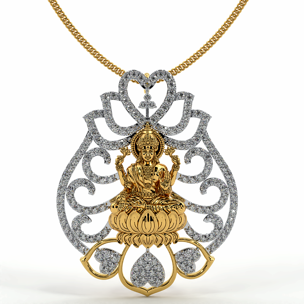 925 Sterling Silver Gold Plated Laxmi Ji Pendant For Girls And Women