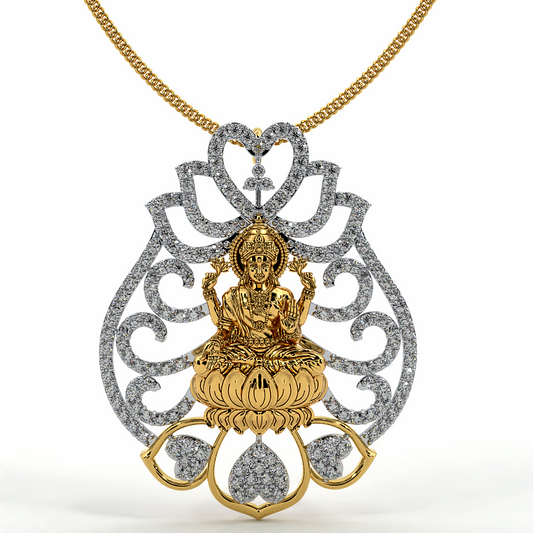 925 Sterling Silver Gold Plated Laxmi Ji Pendant For Girls And Women