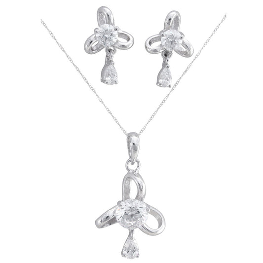 925 Sterling Silver Drop Pendant Set For Girls And Women