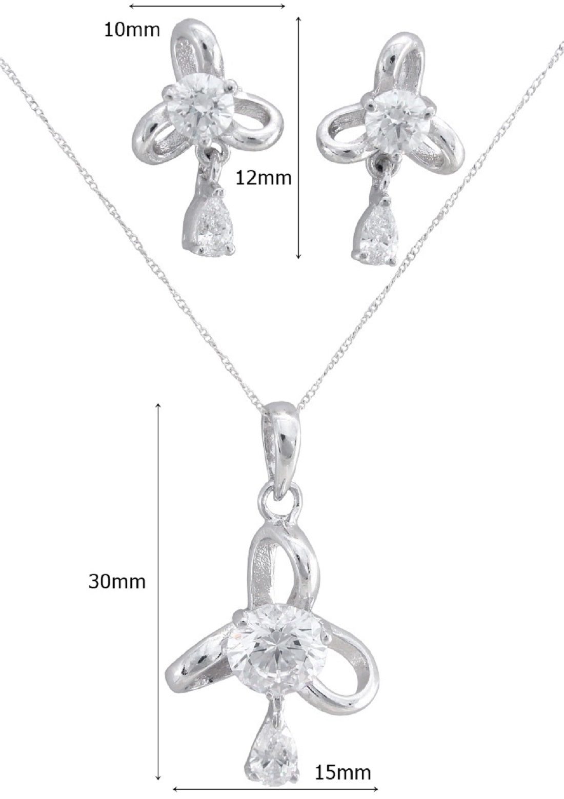 925 Sterling Silver Drop Pendant Set For Girls And Women