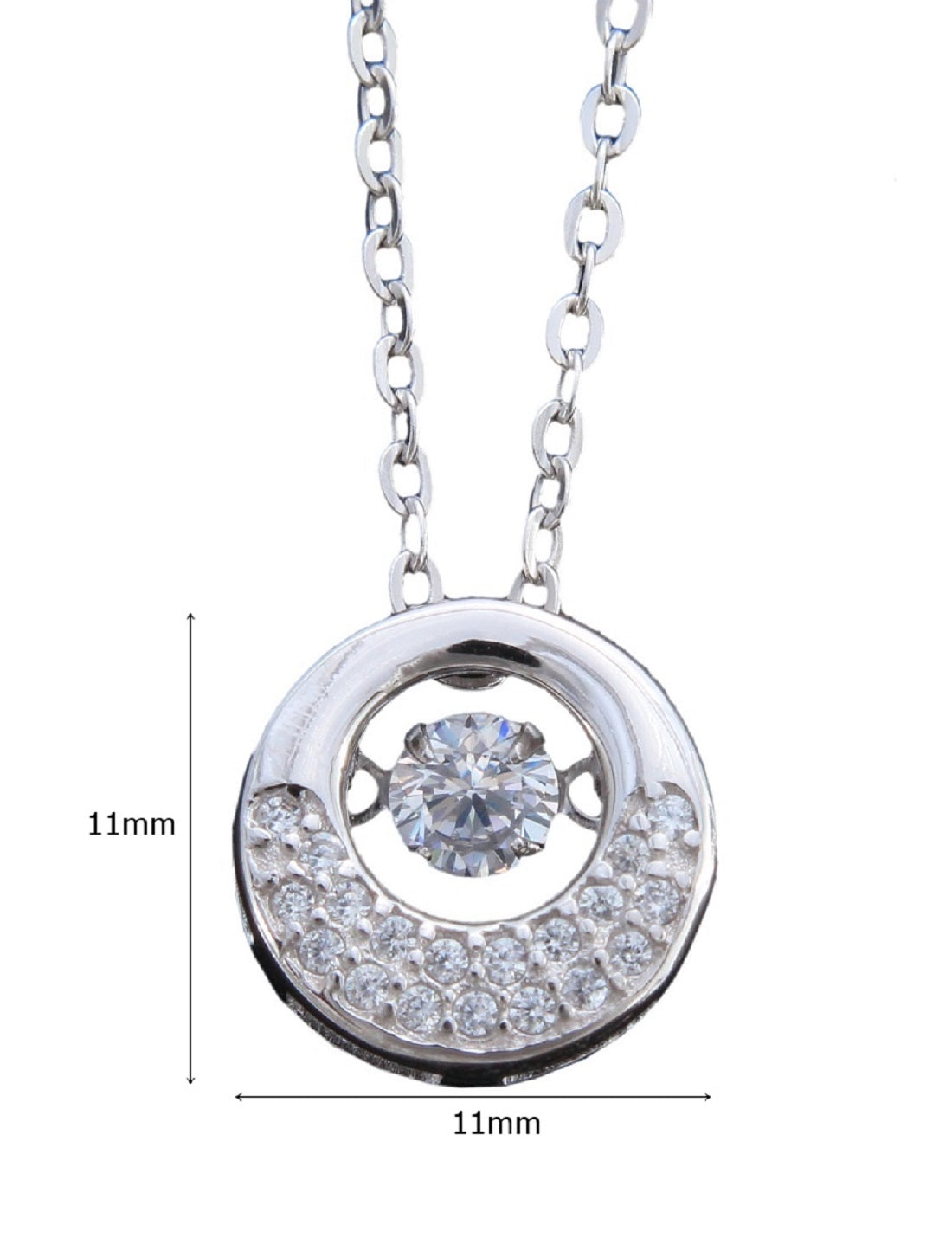 925 Sterling Silver Round Studded Pendant With Dancing Stone For Girls And Women