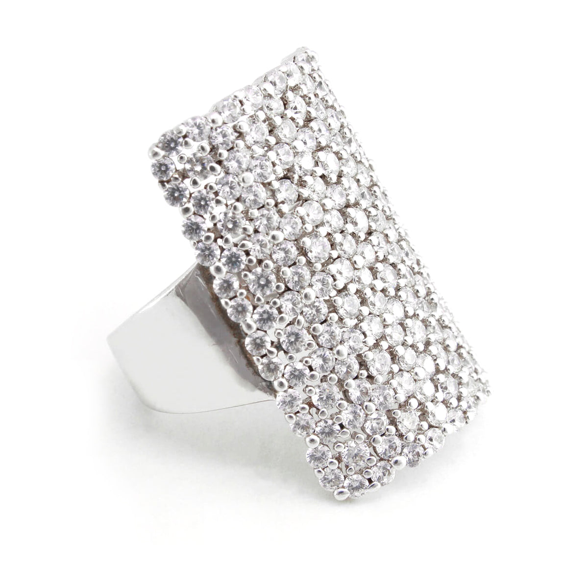 925 Sterling Silver Semi Cylindrical Cocktail Ring For Women