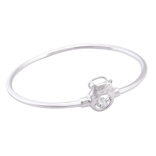 925 Sterling Silver Cat Bangle Bracelet For Girls and Women