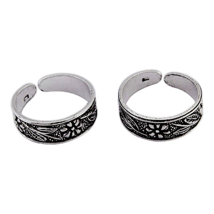 925 Sterling Silver Leaf And Flower Design Toe Ring For Women