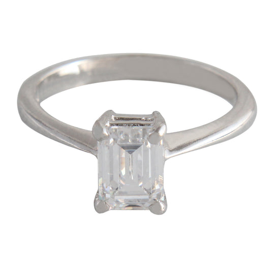 925 Sterling Silver Emerald Cut Single Stone Ring For Girls And Women