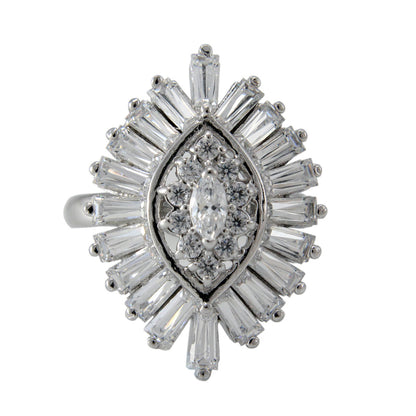 925 Sterling Silver Leaf Shape Swarovski Stone Studded Ring For Girls And Women