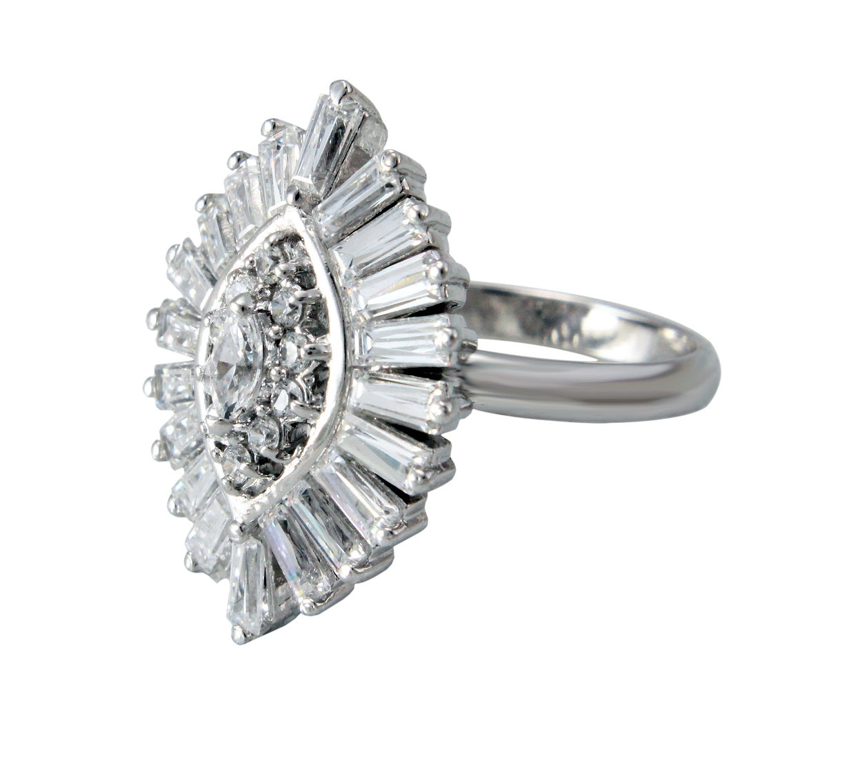 925 Sterling Silver Leaf Shape Swarovski Stone Studded Ring For Girls And Women