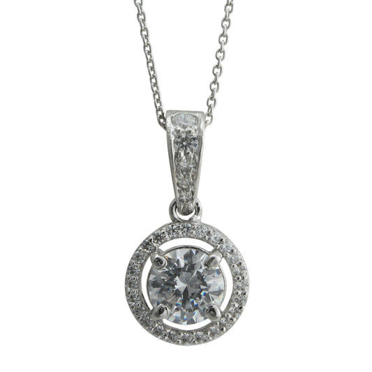 925 Sterling Silver Round Shape Pendant With Chain For Girls And Women