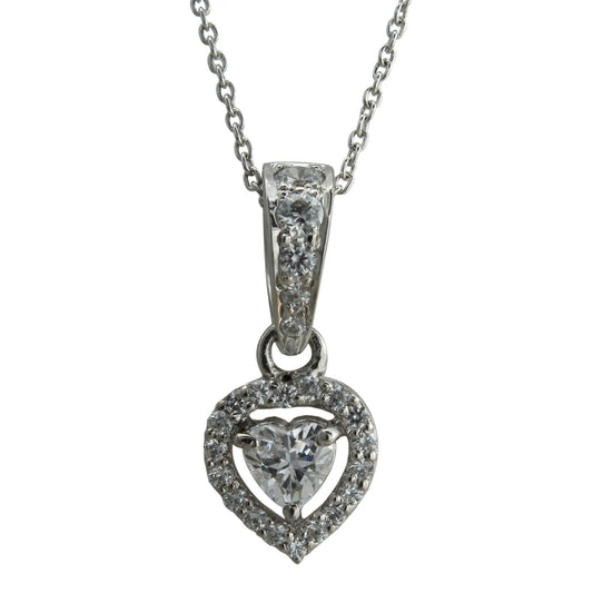 925 Sterling Silver Heart Shape Pendnat With Chain For Girls And Women