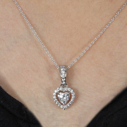 925 Sterling Silver Heart Shape Pendnat With Chain For Girls And Women
