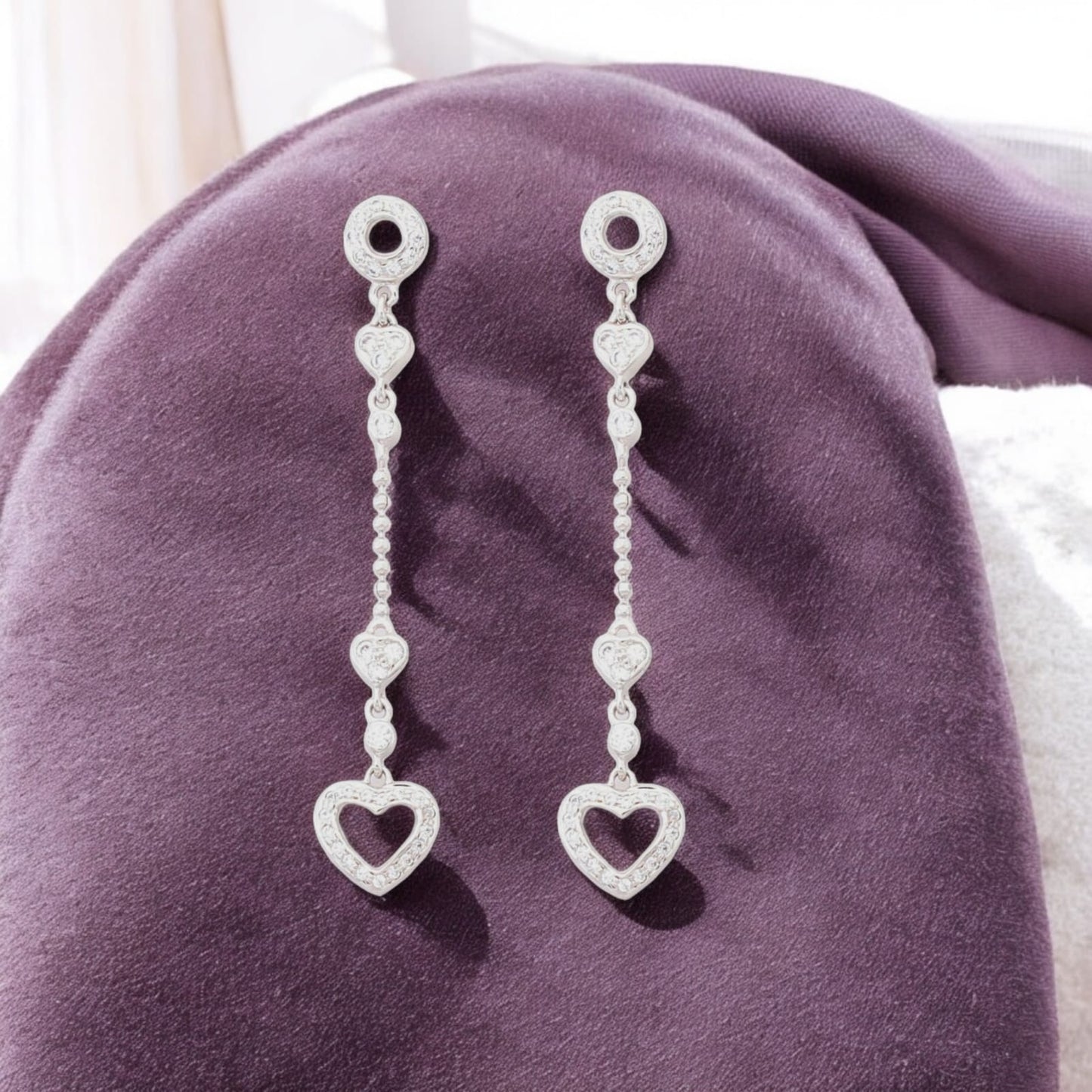 Silver Dangler Heart Shape Earring