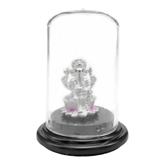 999 Silver Ganesha On Pink Kamal Idol